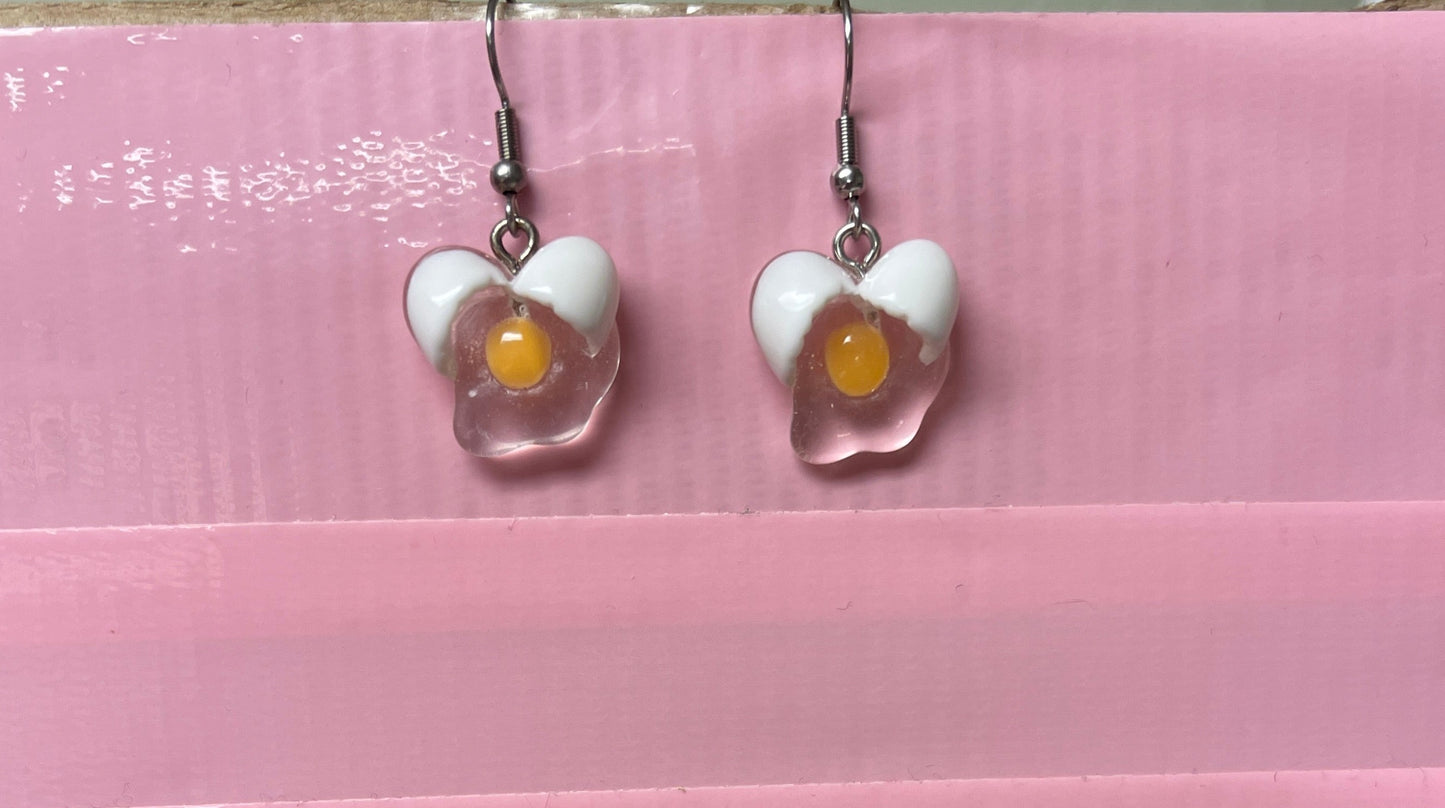 Cracked Egg Charms Wire Earrings