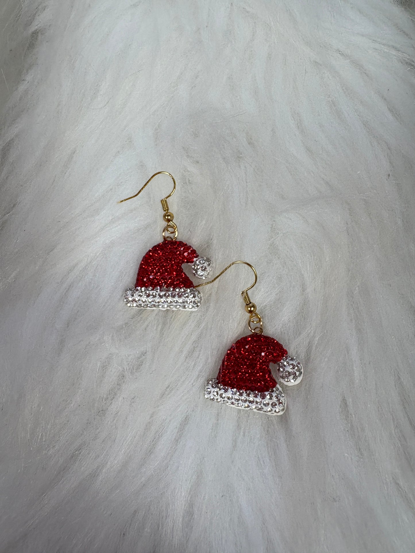 Santa Rhinestone Hat Charm Wire Earrings (Copy)