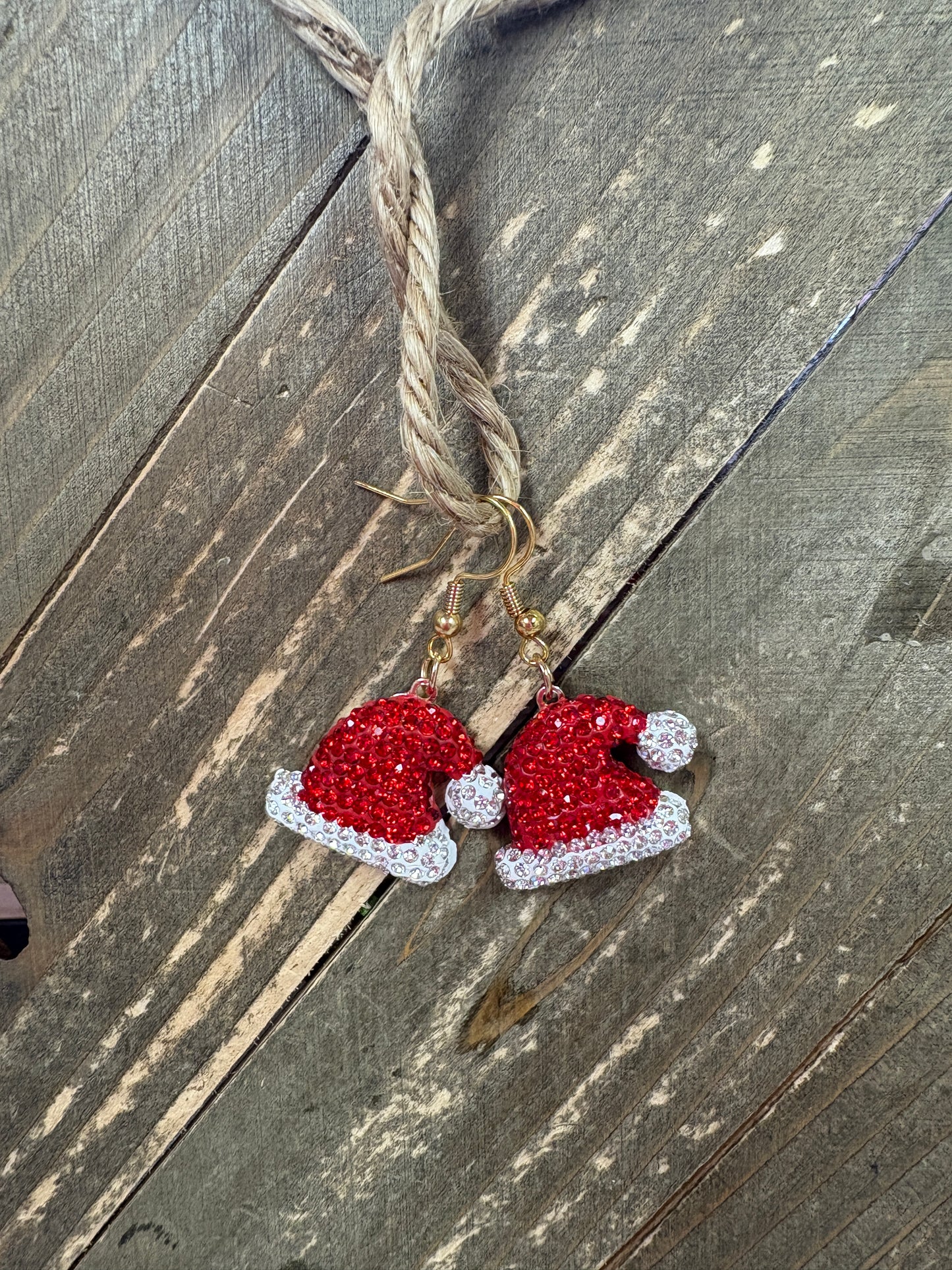 Santa Rhinestone Hat Charm Wire Earrings (Copy)