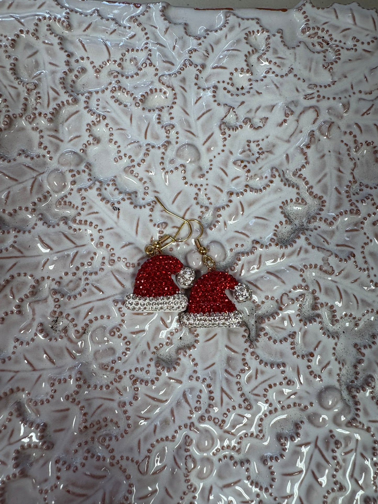 Santa Rhinestone Hat Charm Wire Earrings (Copy)