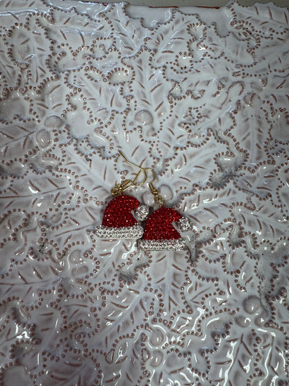 Santa Rhinestone Hat Charm Wire Earrings (Copy)