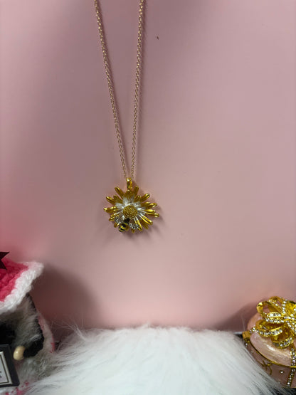 Daisy & Bee Charm Necklace on a Gold Chain