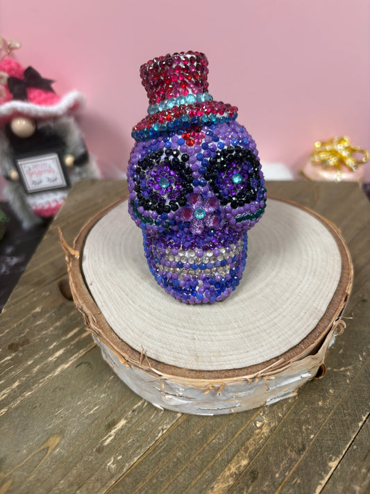 Diamond Art Figurine – Purple Sugar Skull Sparkle Décor with Top Hat