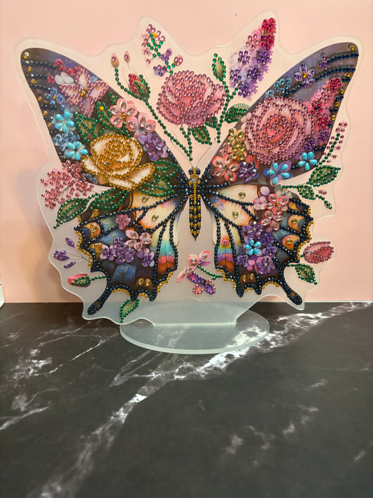 Diamond Art Butterfly Home Décor – Sparkling Floral Freestanding Accent