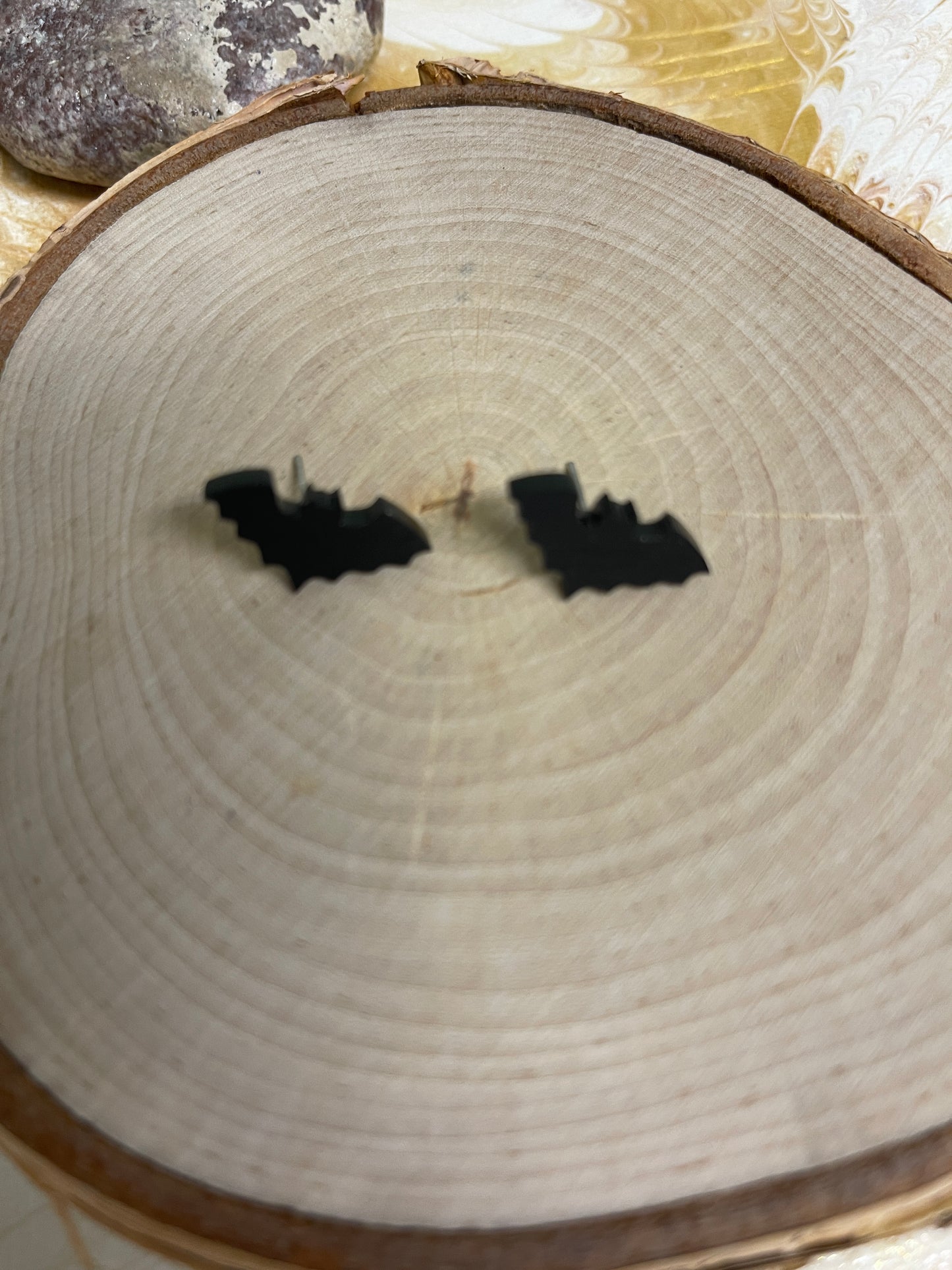 Black Bat Stud Earrings