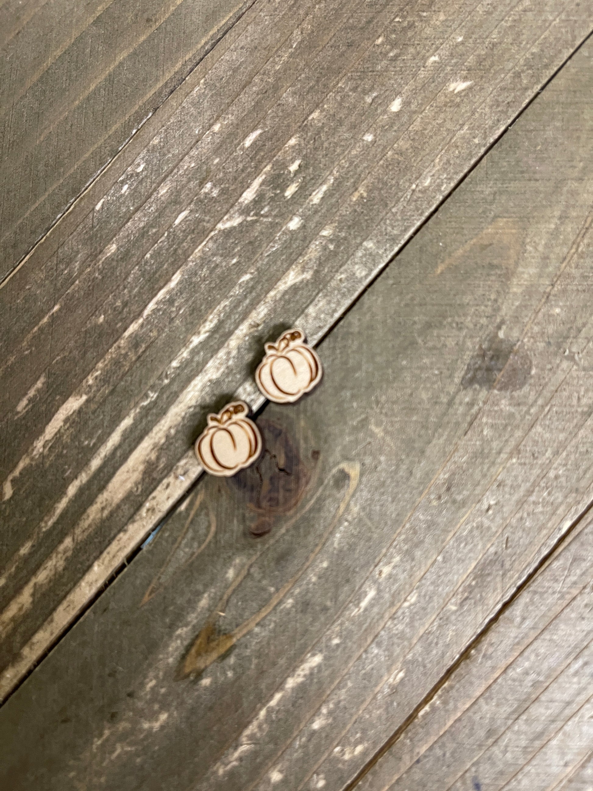 Wooden Pumpkin Stud EarringsPink tiful of LOVE