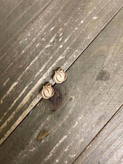 Wooden Pumpkin Stud EarringsPink tiful of LOVE