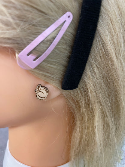 Wooden Pumpkin Stud EarringsPink tiful of LOVE