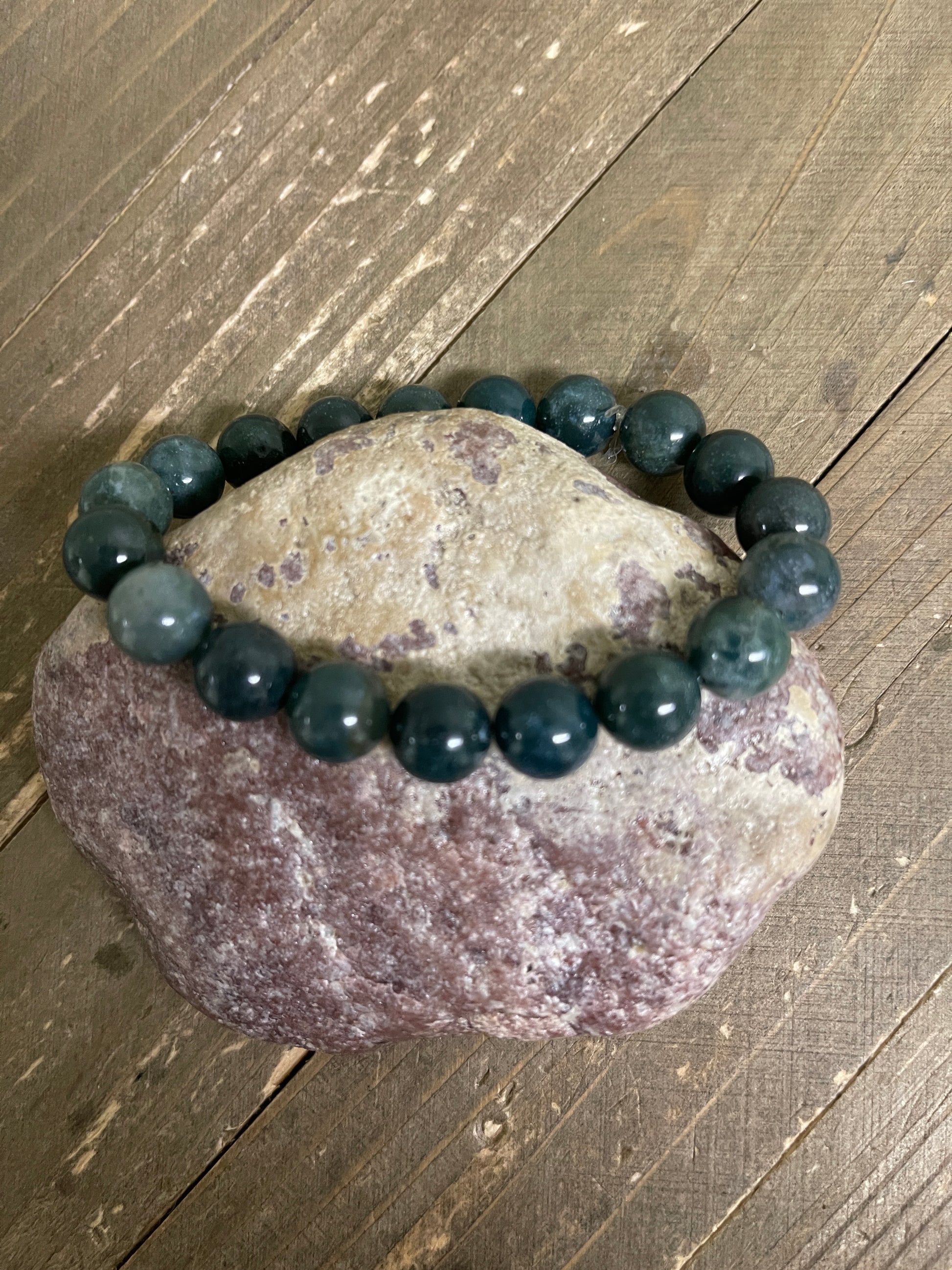 Moss Agate (10mm) Beaded Elastic/Stretch BraceletPink tiful of LOVE