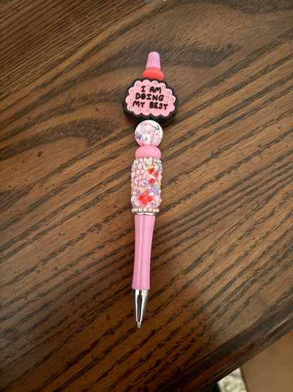 💕 “I Am Doing My Best” Beadable Pen – Pink Positivity Edition