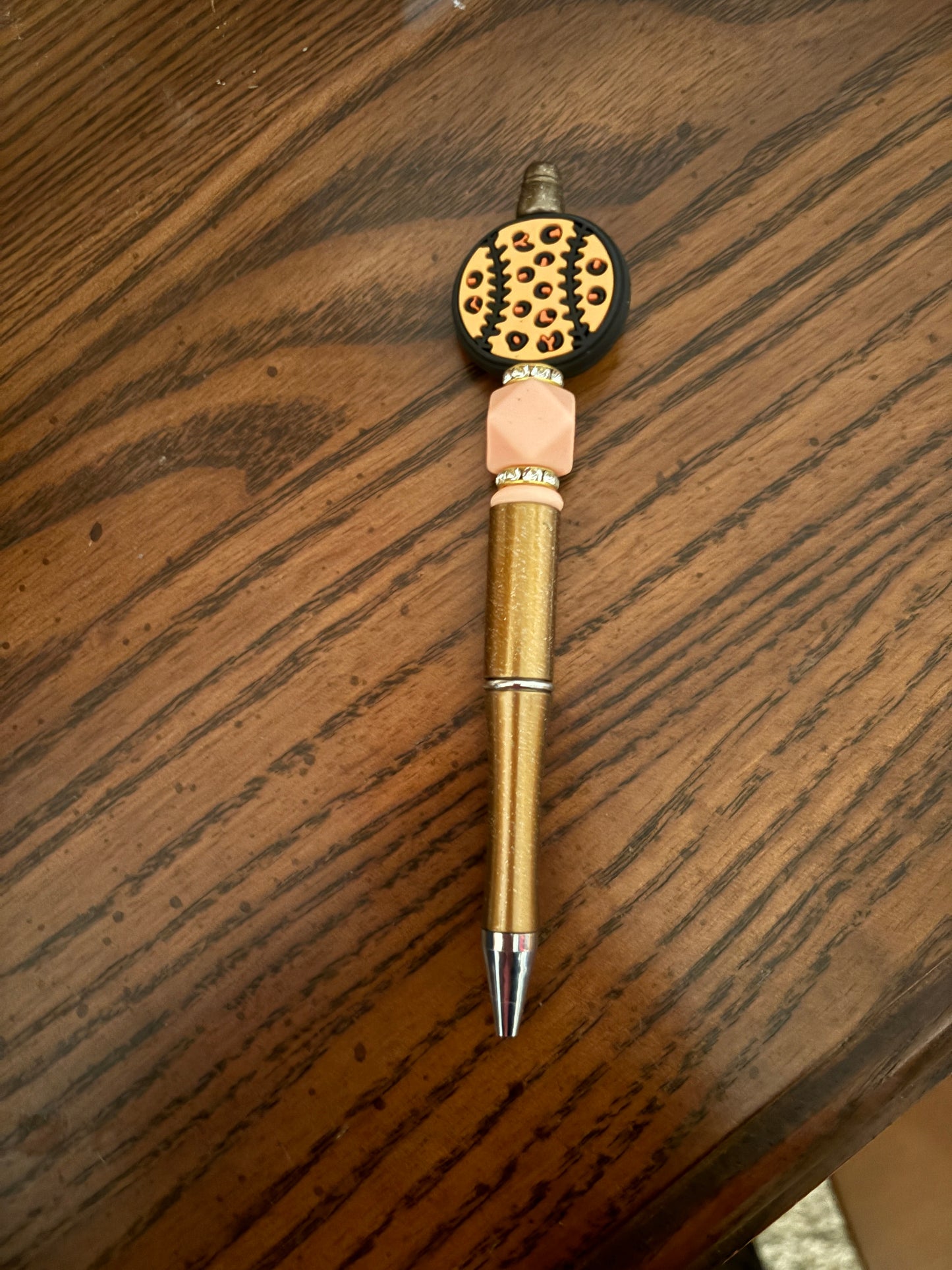 🐆 Leopard Baseball Beadable Pen – Sporty Glam Edition