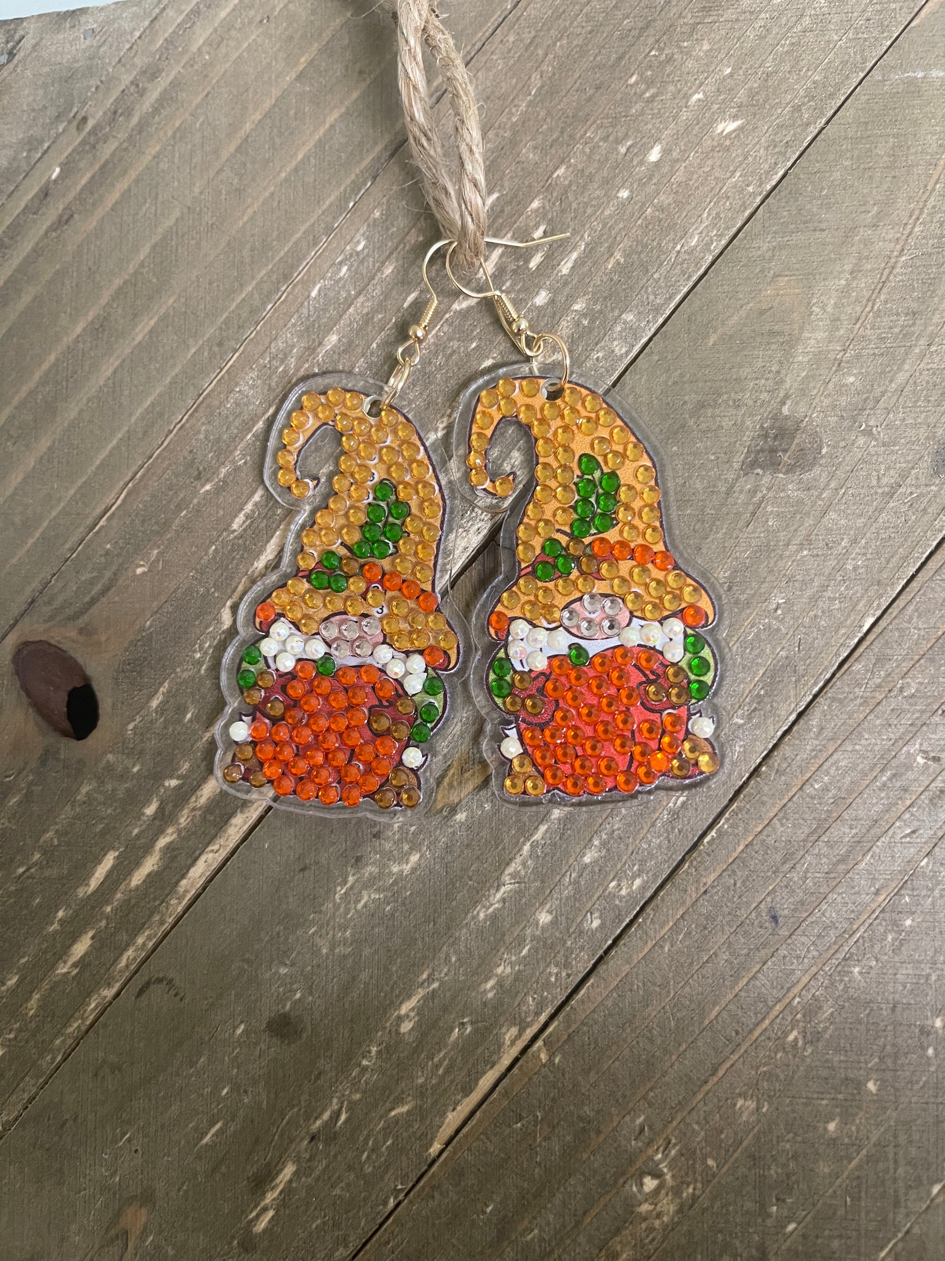 Thanksgiving- Diamond Painting Adorable Gnome and Pumpkin  Wire Earrings-20Pink tiful of LOVE