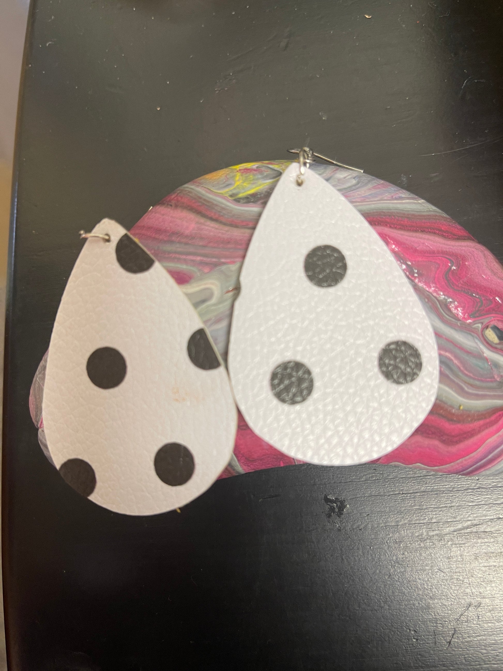 Polka Dot Faux Leather Teardrop Wire EarringsPink tiful of LOVE