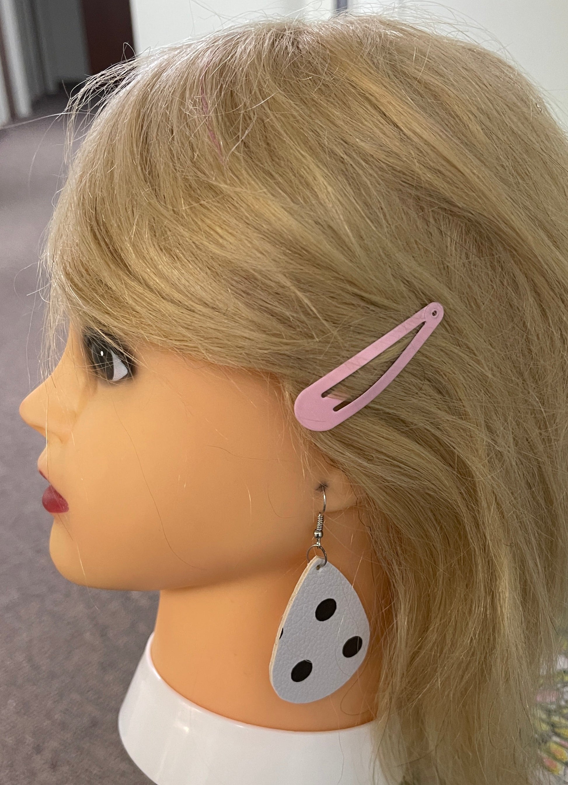 Polka Dot Faux Leather Teardrop Wire EarringsPink tiful of LOVE