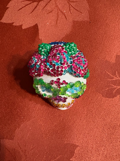 Diamond Art Sugar Skull Figurine – Sparkling Ceramic Décor