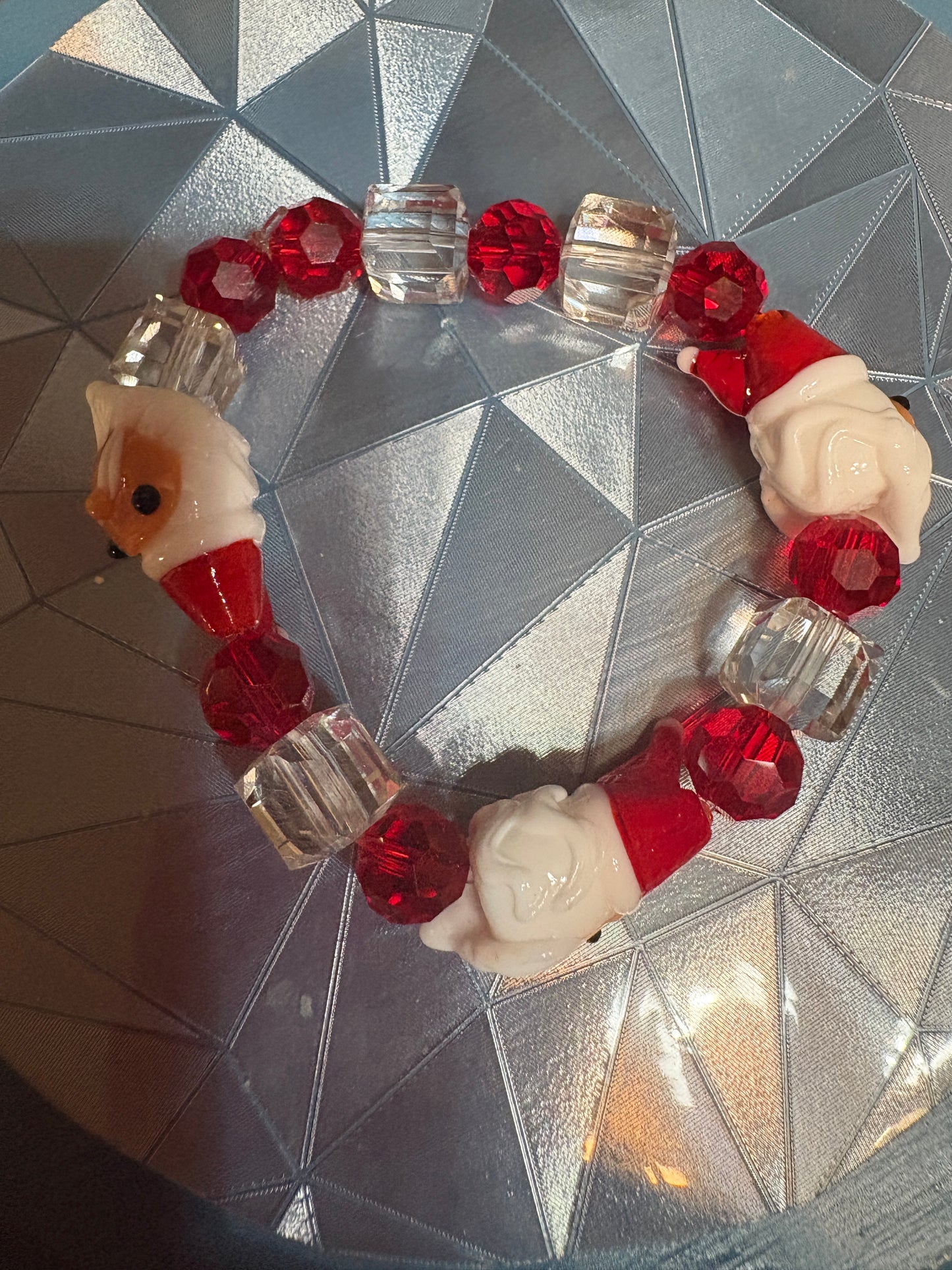 Santa Claus glass beaded Stretchy Bracelet
