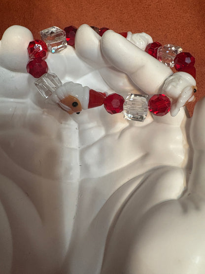 Santa Claus glass beaded Stretchy Bracelet