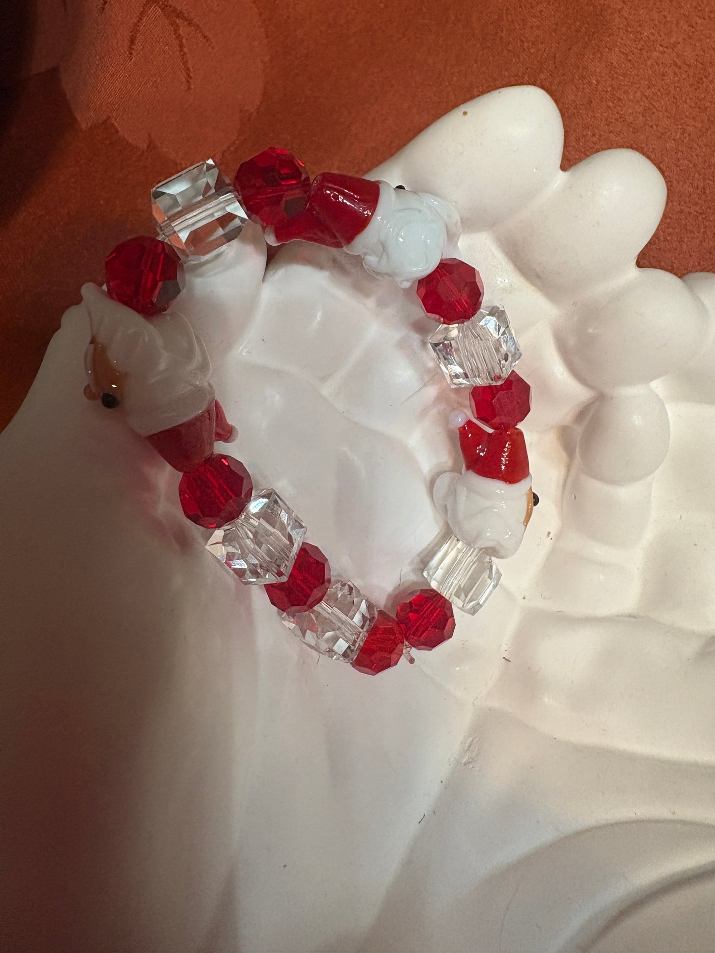 Santa Claus glass beaded Stretchy Bracelet