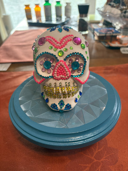 Diamond Art Ceramic Figurine – Colorful Sugar Skull Sparkle Décor