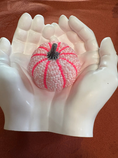 Diamond Art Pumpkin – Pink Sparkle Fall Décor (4"x4"x2")