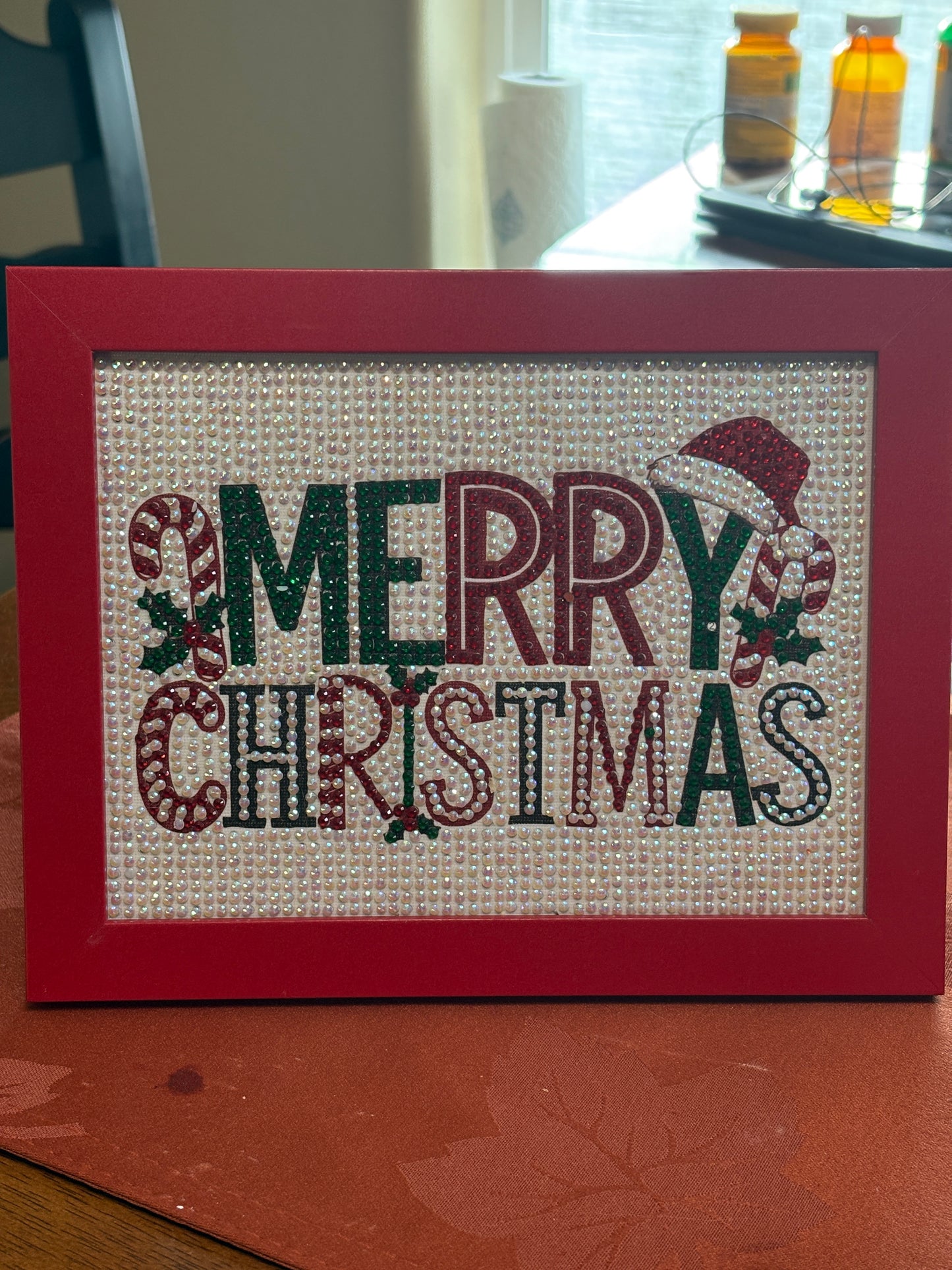 Diamond Art Wall Décor – “Merry Christmas” Sparkle Sign (Frameless Glass-Free Design)