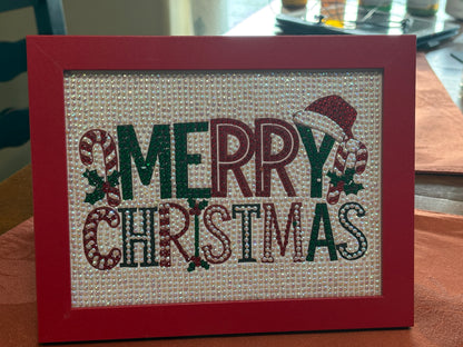 Diamond Art Wall Décor – “Merry Christmas” Sparkle Sign (Frameless Glass-Free Design)