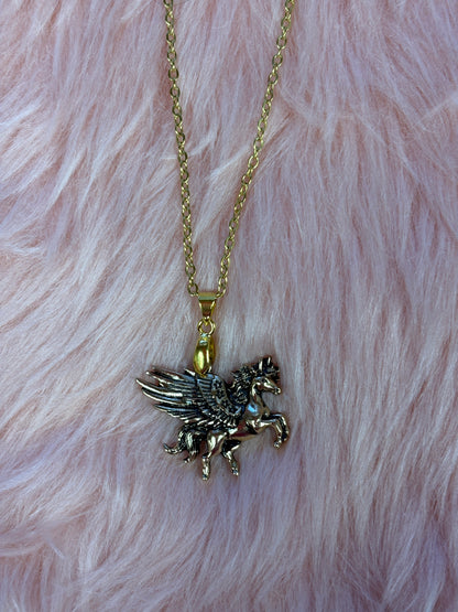 Pegasus Pendant Necklace – Antique Gold on 16" Chain
