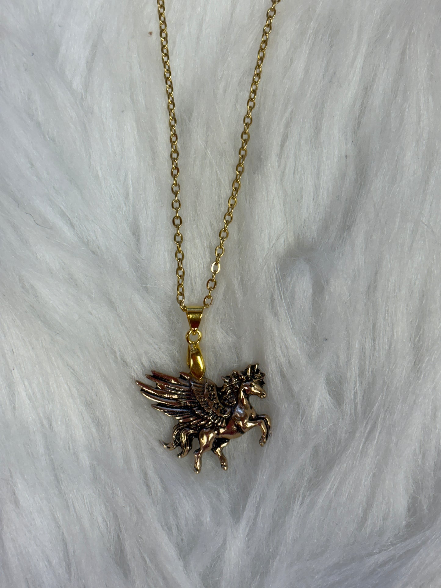 Pegasus Pendant Necklace – Antique Gold on 16" Chain