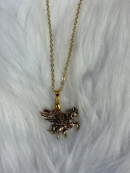 Pegasus Pendant Necklace – Antique Gold on 16" Chain