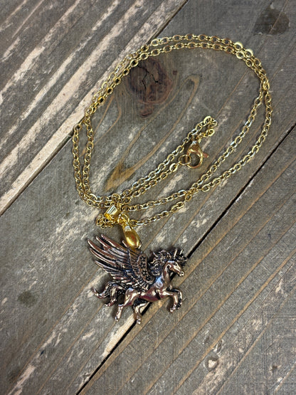 Pegasus Pendant Necklace – Antique Gold on 16" Chain