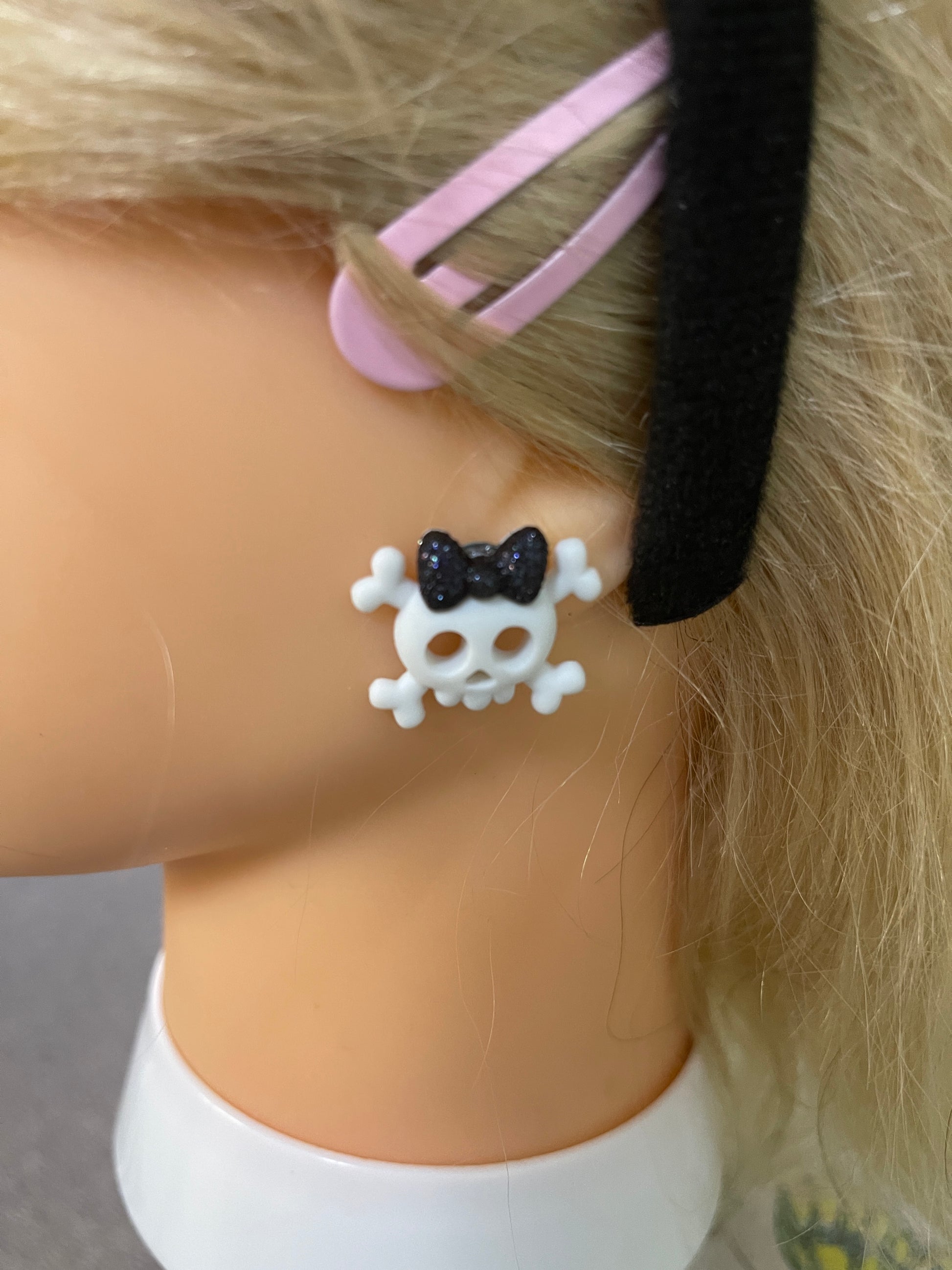 Skull and Bow Collection Stud Earrings (3 bow colors to choose from)Pink tiful of LOVE