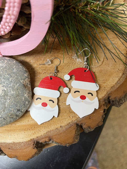 Wooden Santa Wire EarringsPink tiful of LOVE