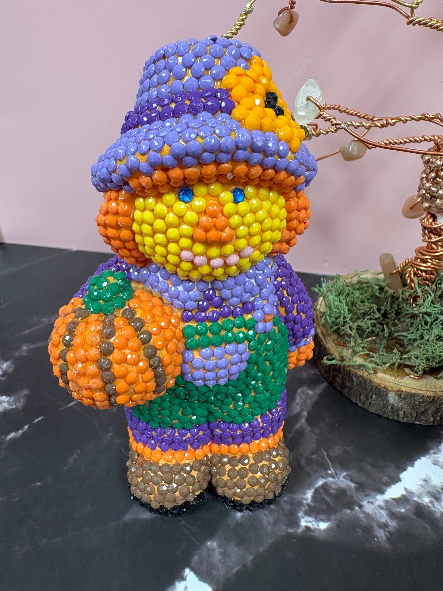 Diamond Art Figurine Set – Fall Scarecrow Friends with Pumpkins & Sunflowers (Ceramic Base)