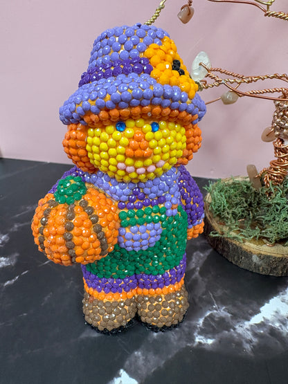 Diamond Art Figurine Set – Fall Scarecrow Friends with Pumpkins & Sunflowers (Ceramic Base)