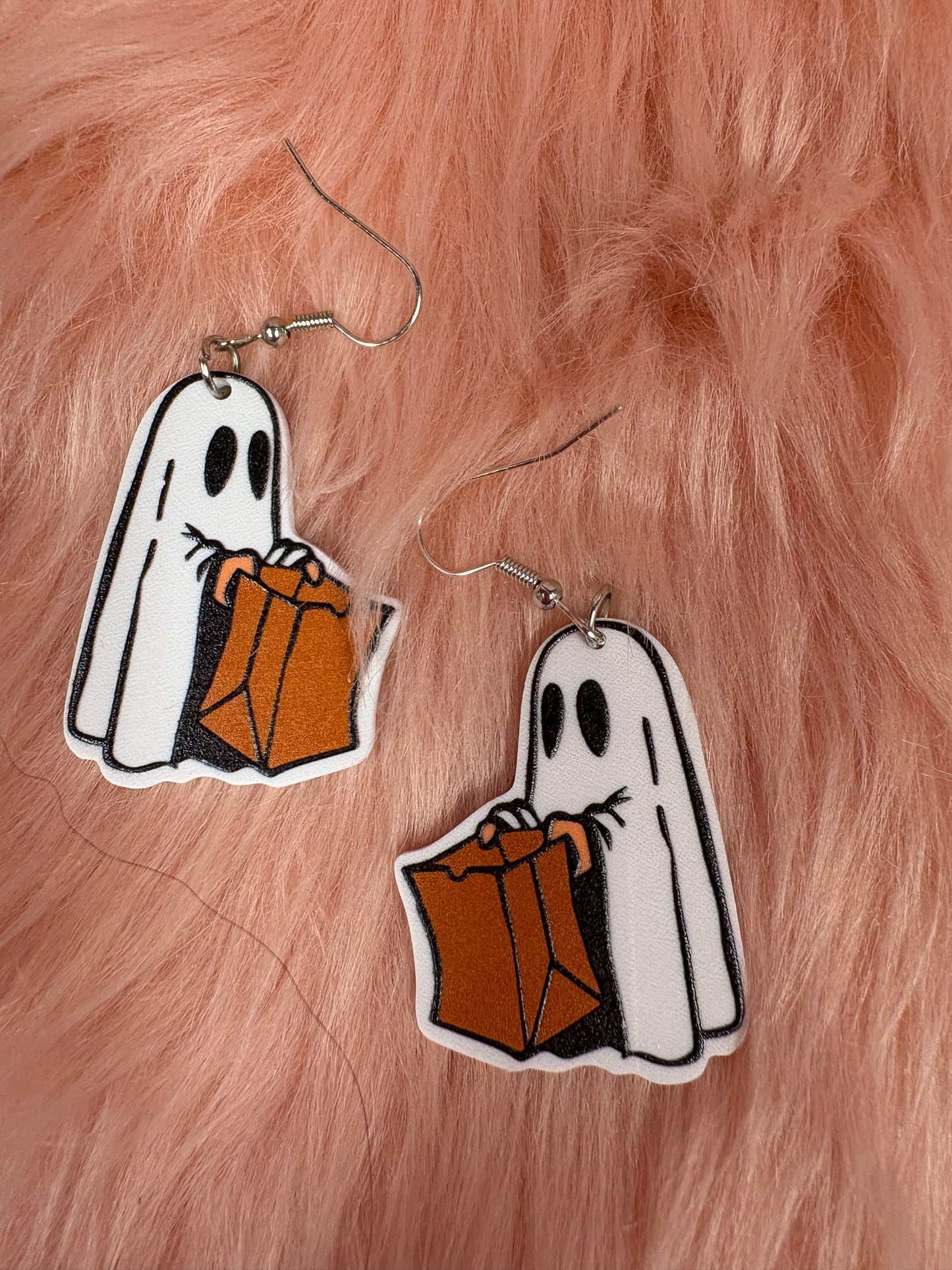 Boo & Bag Halloween Ghost Earrings – Cute Spooky Trick-or-Treat Jewelry