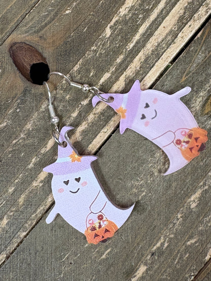 Sweet Ghost Witch Earrings – Pastel Halloween Dangle Jewelry