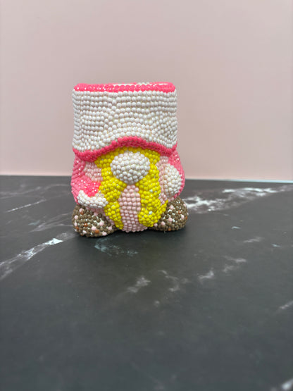 🌸 Diamond Art Gnome Planter – Pink & White Sparkle Pot