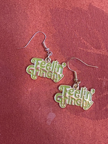 Feelin’ Grinchy Holiday Earrings – Festive Green Statement Dangles