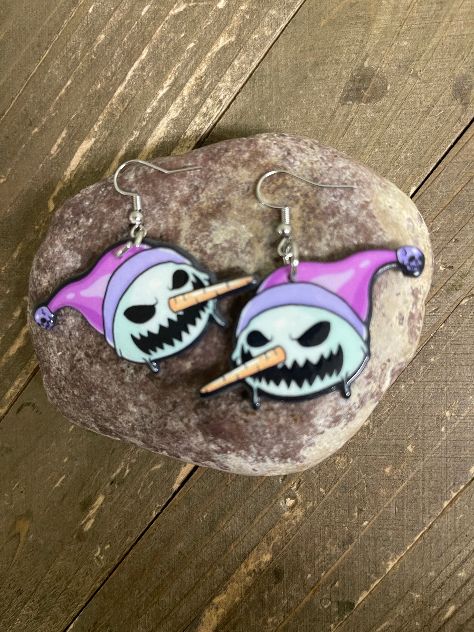 Creepy Scary Snowman Wire EarringPink tiful of LOVE