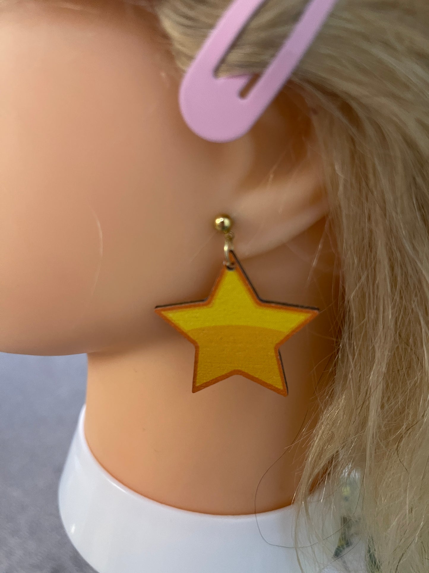 Wooden Christmas Star Ball Post EarringsPink tiful of LOVE