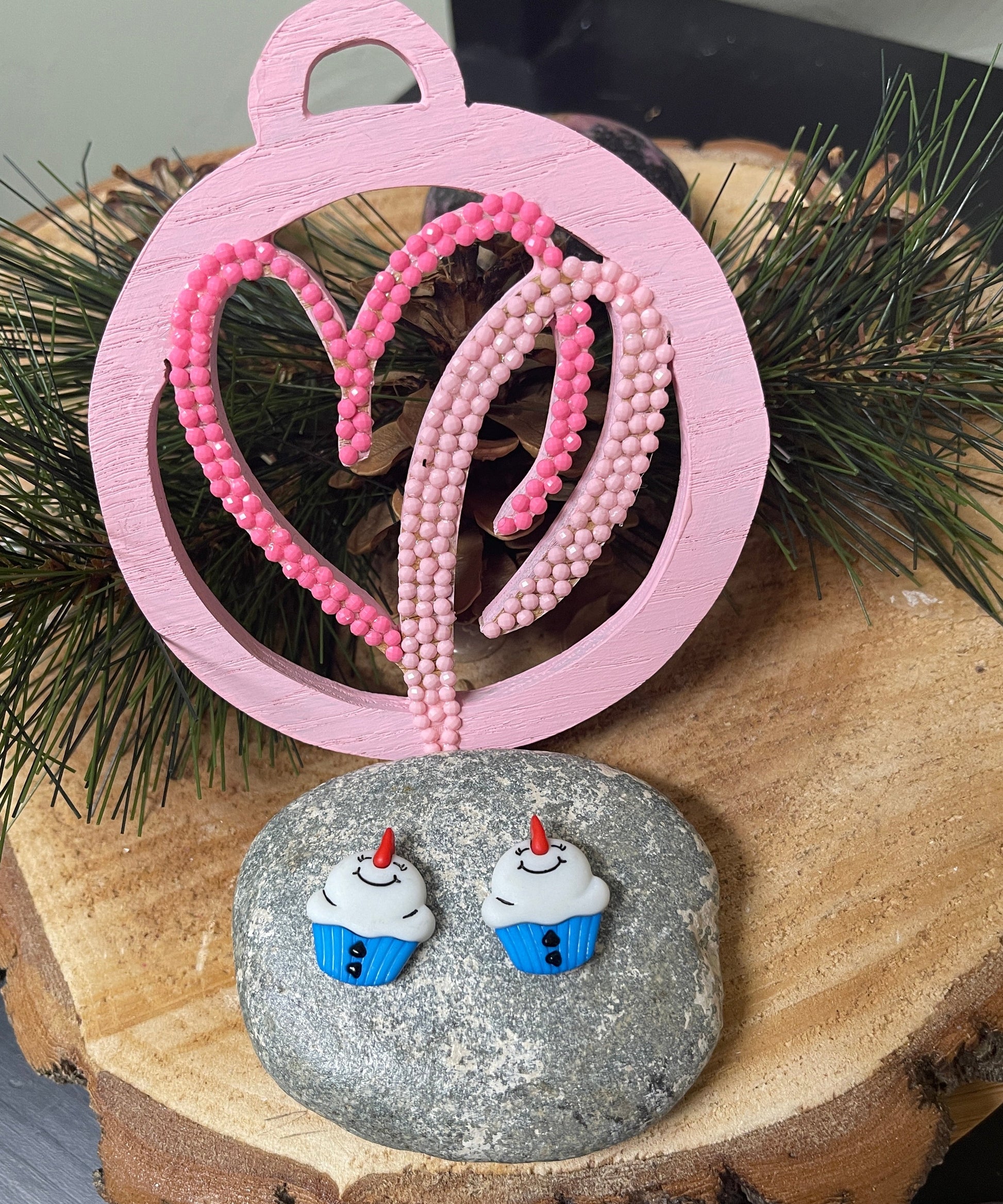 Snowman Cupcake Stud EarringsPink tiful of LOVE