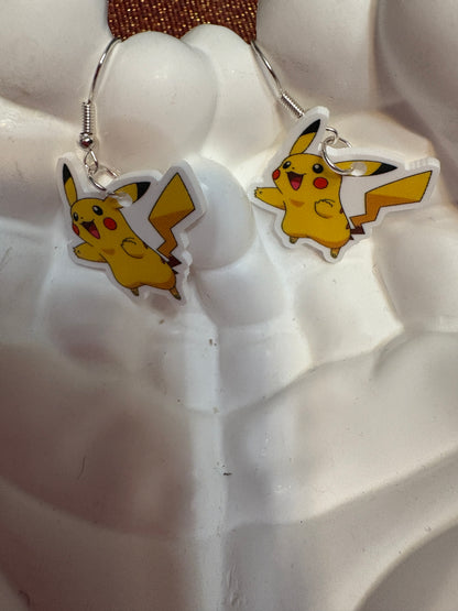 Pikachu Mini Dangle Earrings – Playful Acrylic Pokémon-Inspired Jewelry
