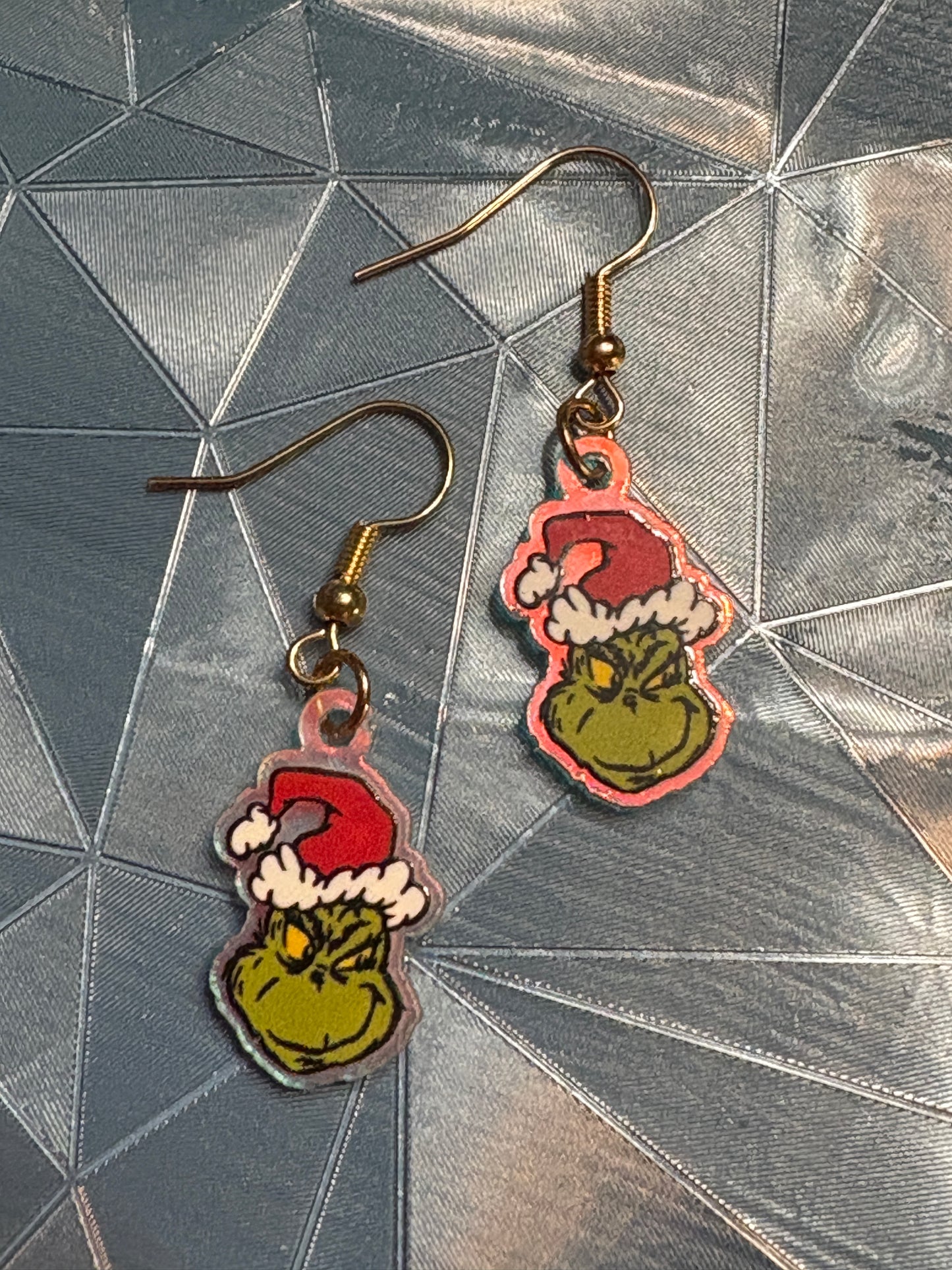 Mischievous Holiday Grinch Charm Earrings – Festive Acrylic Christmas Jewelry