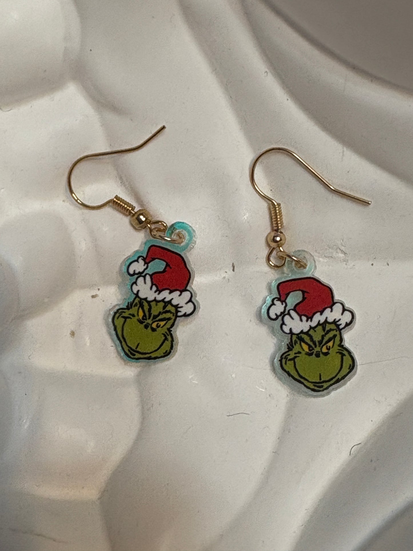 Cheeky Holiday Grinch Earrings – Festive Acrylic Christmas Charm Jewelry