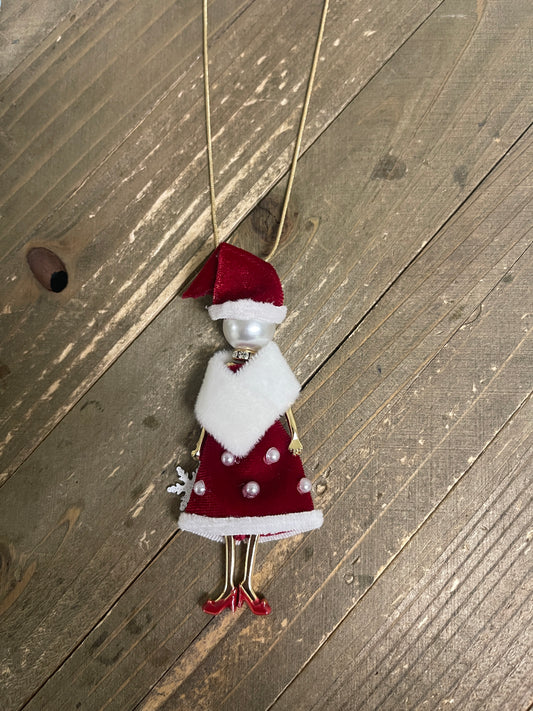 Christmas Doll Dress Pendant on a gold Chain NecklacePink tiful of LOVE