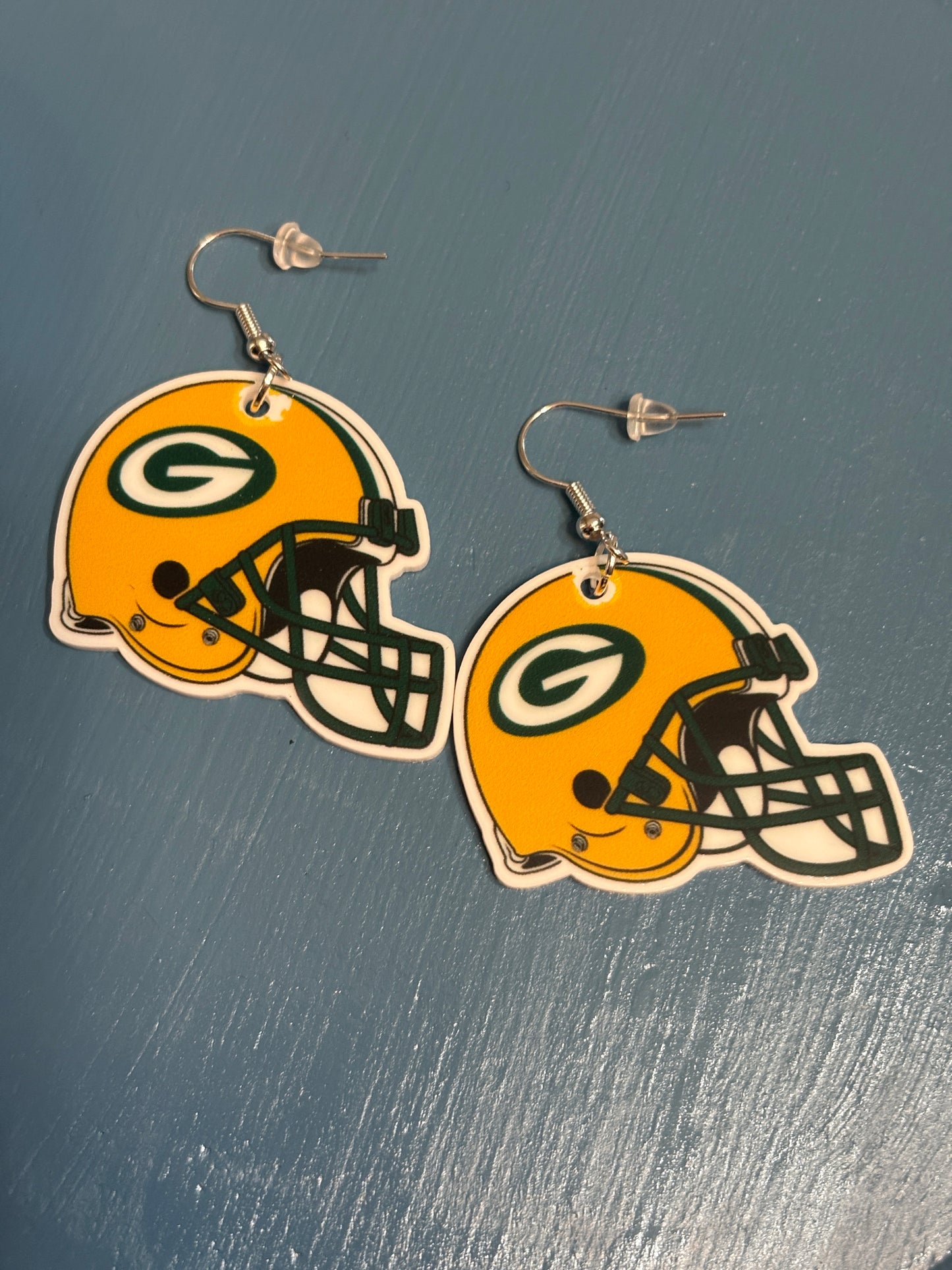 Green Bay Football Helmet Earrings – Game-Day Acrylic &amp; Stainless Steel Fan Jewelry