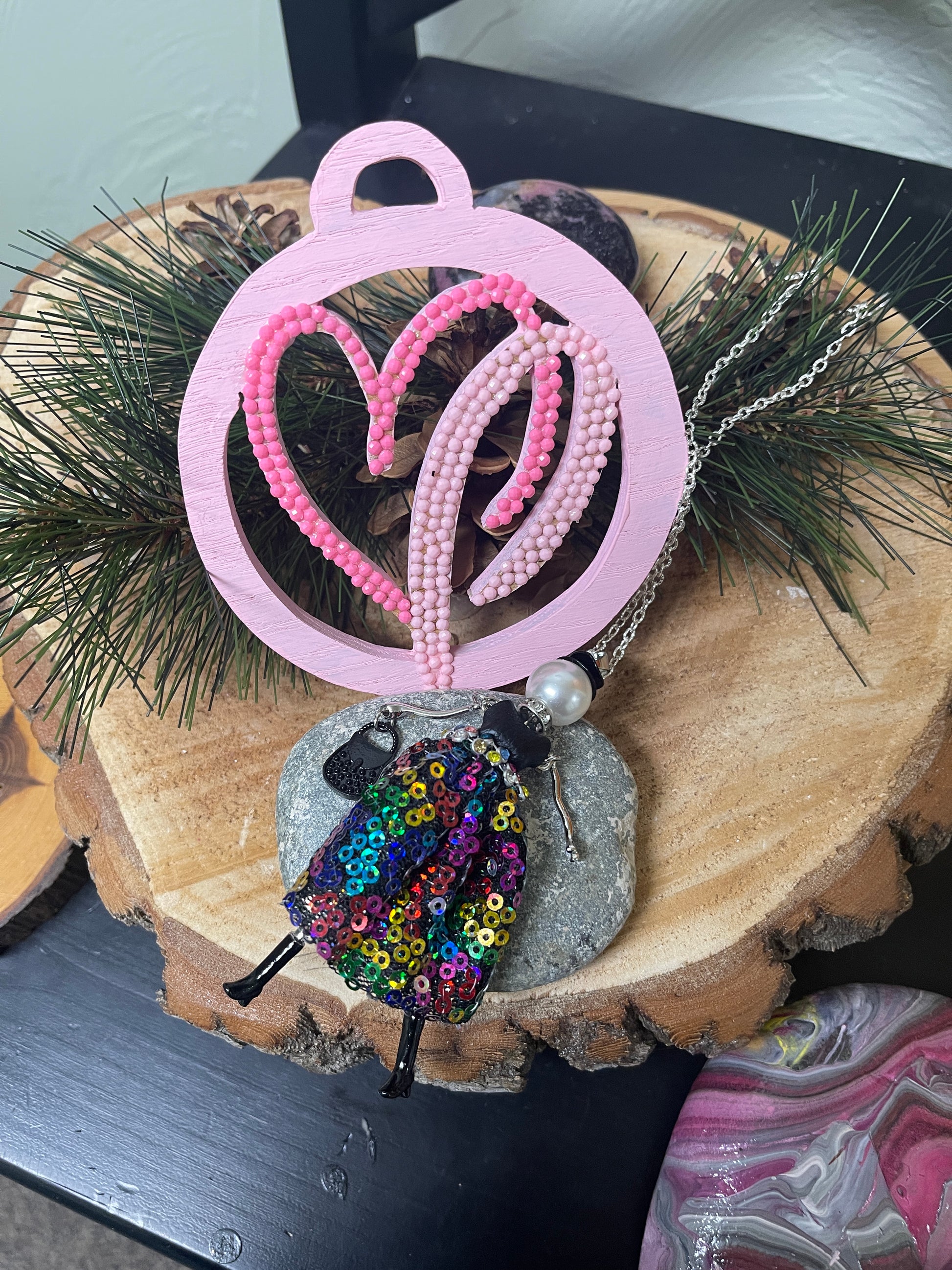 Christmas Fashion Doll   Pendant on a silver Chain NecklacePink tiful of LOVE