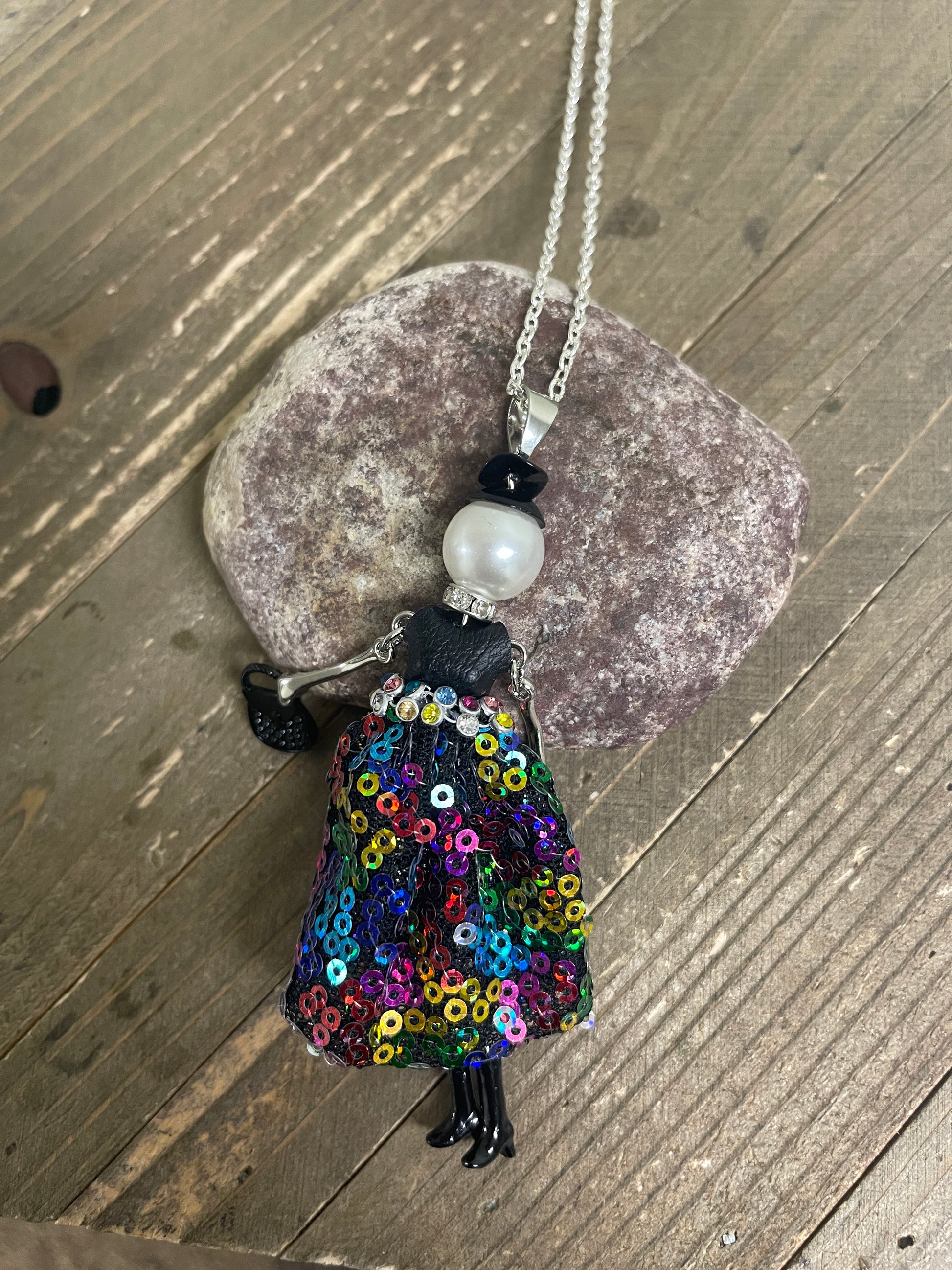 Christmas Fashion Doll   Pendant on a silver Chain NecklacePink tiful of LOVE