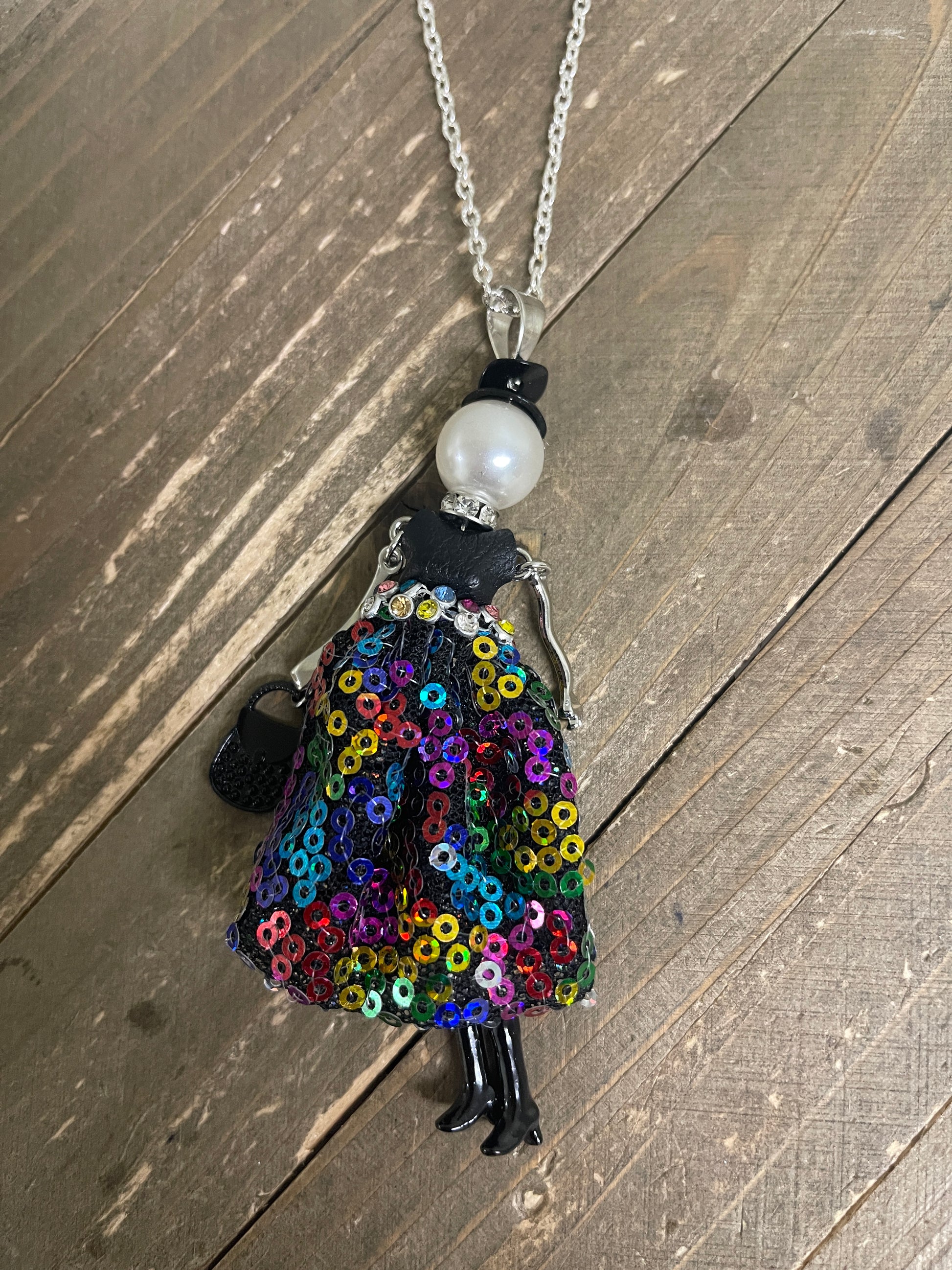 Christmas Fashion Doll   Pendant on a silver Chain NecklacePink tiful of LOVE