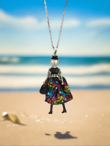 Christmas Fashion Doll   Pendant on a silver Chain NecklacePink tiful of LOVE